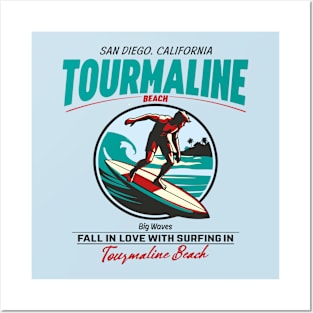 Tourmaline Beach Surfer Vintage Posters and Art